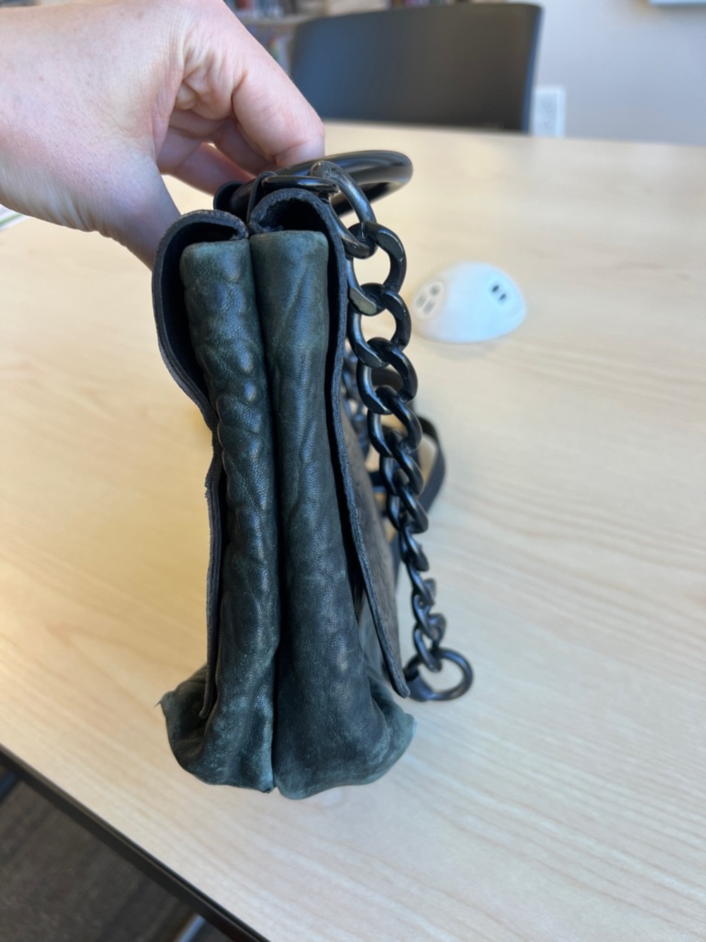 Anthropologie x Daniella Lehavi two-toned leather crossbody bag black and green - Picture 8 of 14